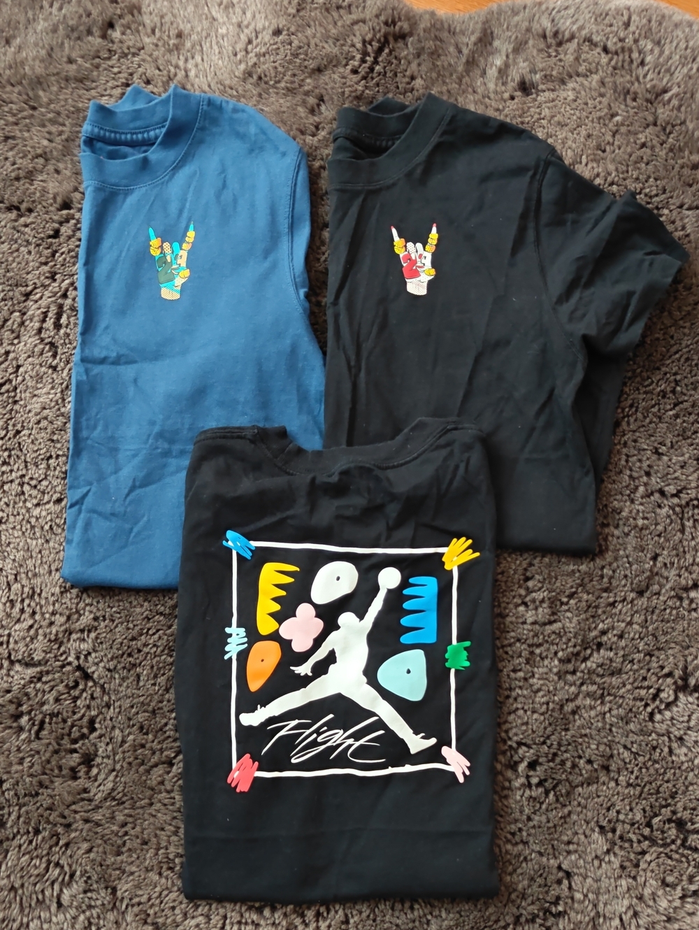 Jordan Women's Short Sleeve Tees Blue & Black Colorblock Graphic Set